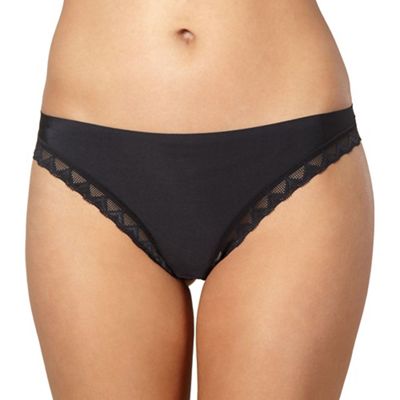 Black invisible lace trim thong